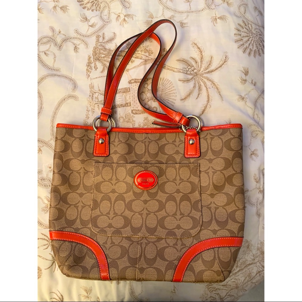 Authentic Coach Orange Shoulder Bag